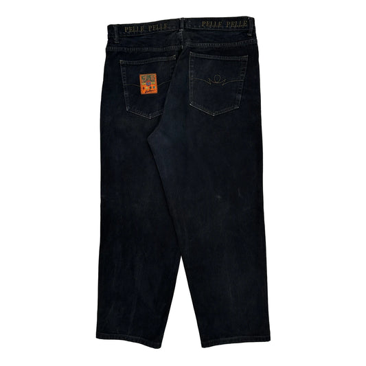 Pelle Pelle Baggy Jeans - 38W 31L Black Cotton