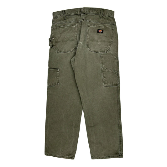 Dickies Carpenter Trousers - 33W 30L Green Cotton
