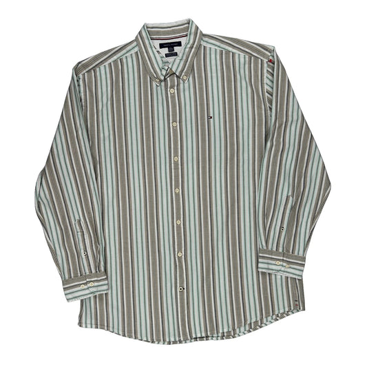 Tommy Hilfiger Striped Shirt - 2XL Beige Cotton