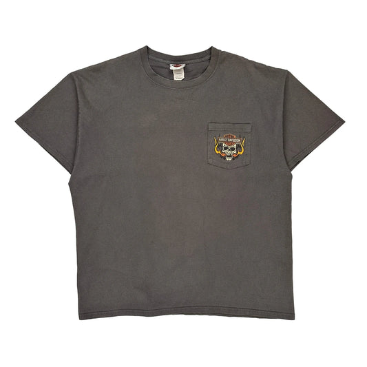 Harley Davidson Graphic T-Shirt - XL Grey Cotton