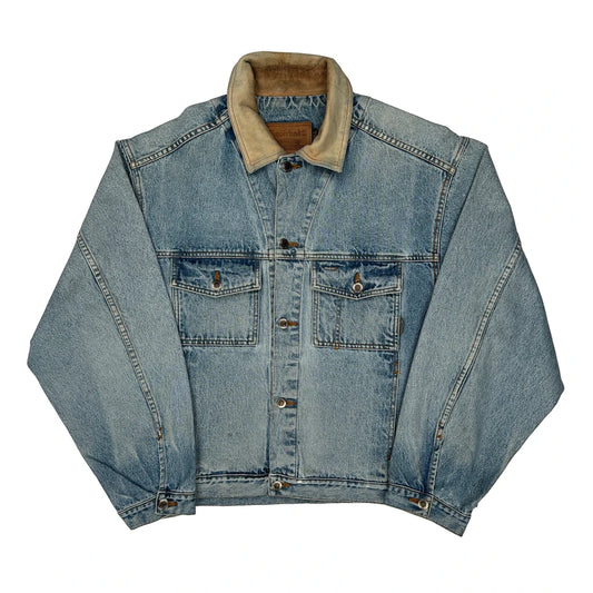Vintage Timberland Collared Denim Jacket - Large Blue Cotton