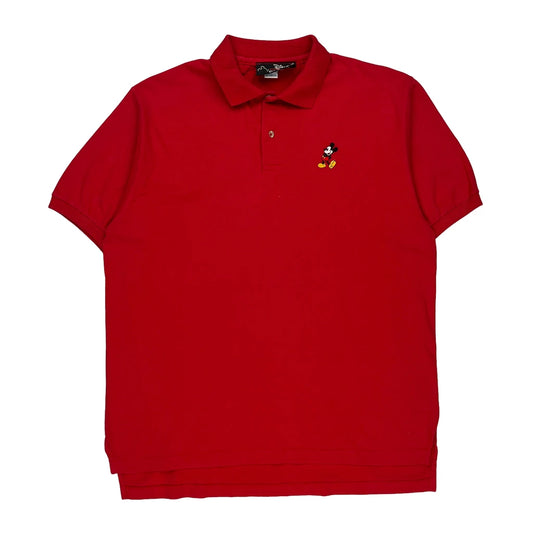 Mickey Mouse Disney Polo Shirt - XL Red Cotton