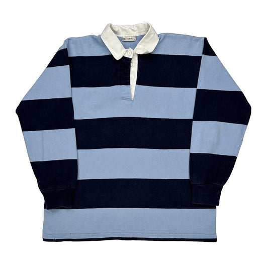 Made In USA Metroknit Striped Rugby Shirt - Large White Cotton