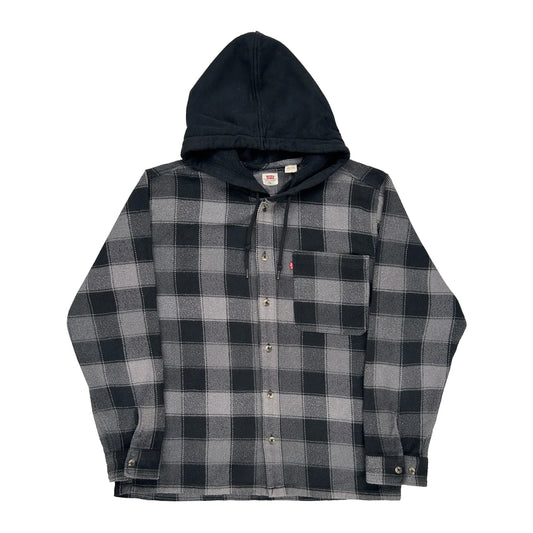 Levis Checked Overshirt - XL Black Cotton