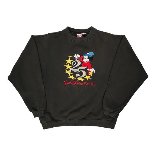 Walt Disney World 25Th Anniversary Mickey Inc Sweatshirt - XL Black Cotton Blend
