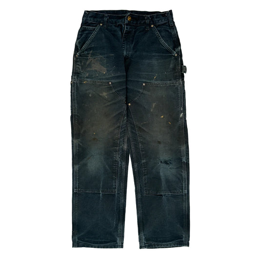 Carhartt Double Knee Carpenter Trousers - 30W 29L Black Cotton