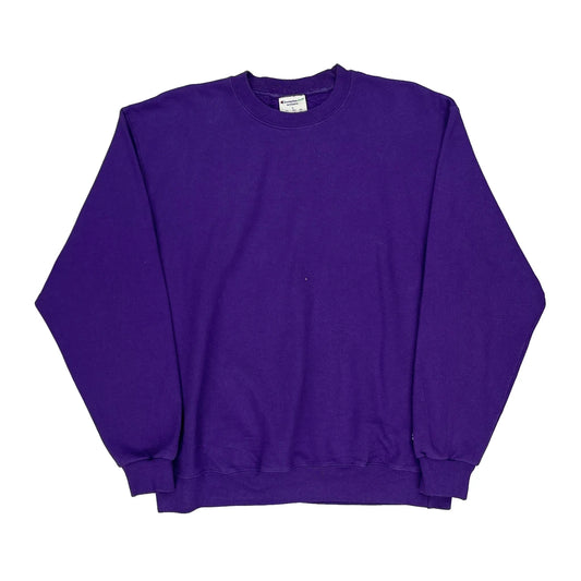 Champion Sweatshirt - Large Purple Cotton Blend
