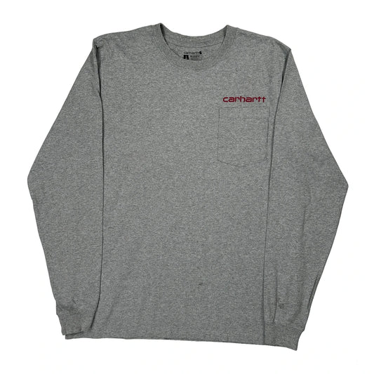 Vintage Snowflake Carhartt Tall Long Sleeve T-Shirt - Large Grey Cotton