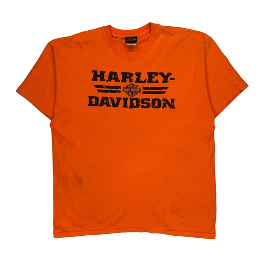 Vintage Johnstown Pa Harley Davidson Graphic T-Shirt - XL Orange Cotton