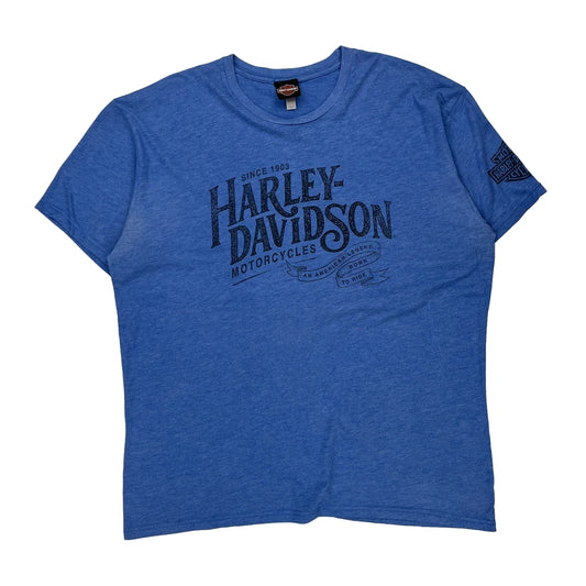 Harley Davidson Graphic T-Shirt - 3XL Blue Cotton