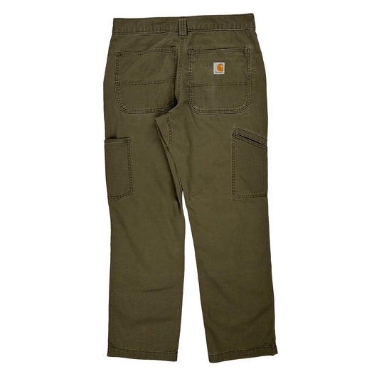 Carhartt Double Knee Trousers - 31W 29L Green Cotton Blend