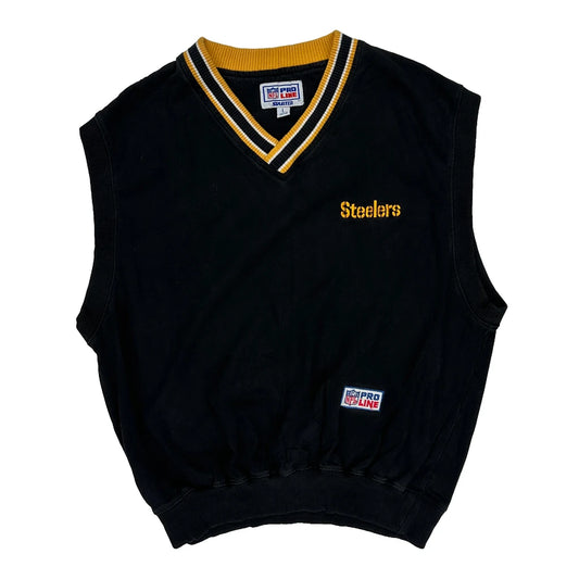 Pittsburgh Steelers Starter Nfl Sweater Vest - Large Black Cotton