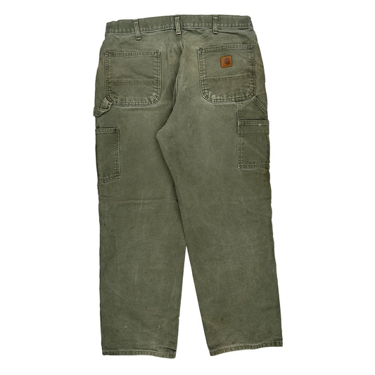 Carhartt Double Knee Carpenter Trousers - 36W 30L Green Cotton