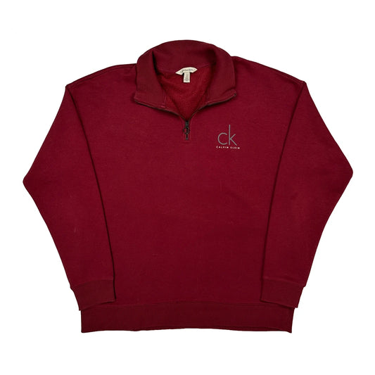 Vintage Calvin Klein Jeans 1/4 Zip - Large Red Cotton