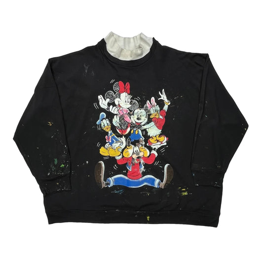 Vintage Mickey Mouse Disney Cartoon Sweatshirt - 2XL Black Cotton