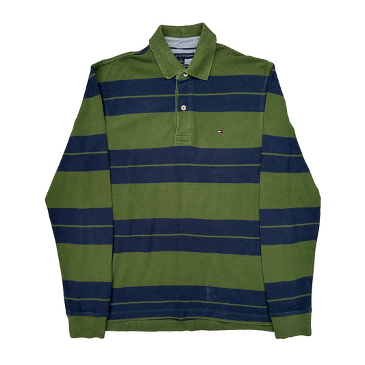Tommy Hilfiger Striped Long Sleeve Polo Shirt - Small Blue Cotton