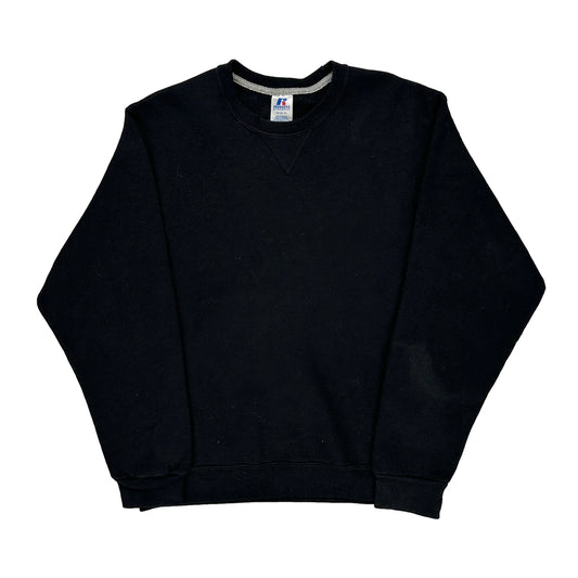 90S Blank Russell Athletic Sweatshirt - Medium Black Cotton Blend