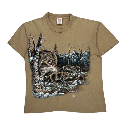 Stand Out Single Stitch T-Shirt - Large Beige Cotton