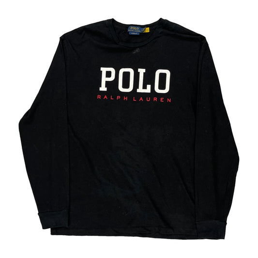 Polo By Ralph Lauren Spellout Long Sleeve T-Shirt - Large Black Cotton