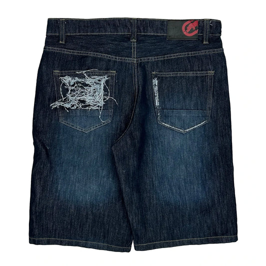 Ecko Unltd Baggy Denim Shorts - 35W 12L Dark Wash Cotton