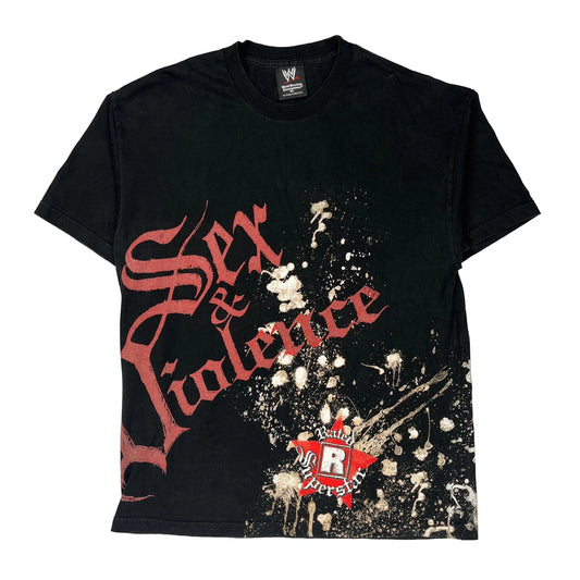 Sex & Violence Wwe Graphic T-Shirt - XL Black Cotton