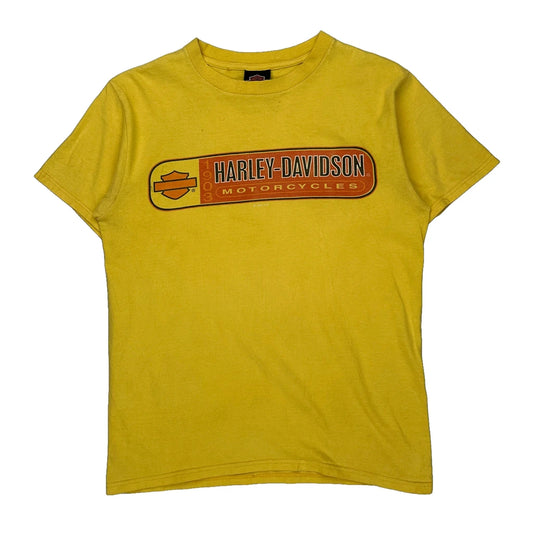 New Orleans Harley Davidson Graphic T-Shirt - Medium Yellow Cotton