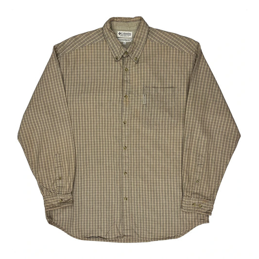Vintage Columbia Checked Shirt - XL Beige Cotton