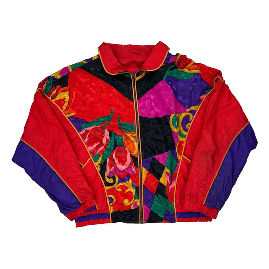 1980'S East West Shell Jacket - Large Red Nylon