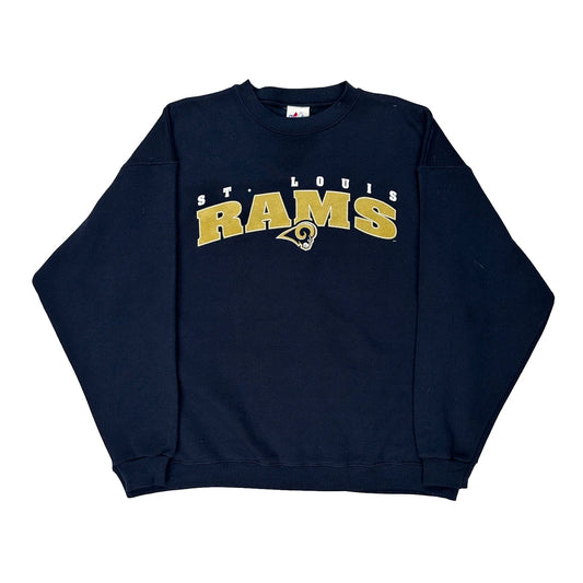 Made In USa St. Louis Rams Majestic Nfl Sweatshirt - XL Navy Cotton Blend