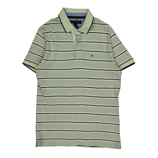 Tommy Hilfiger Striped Polo Shirt - Medium Grey Cotton
