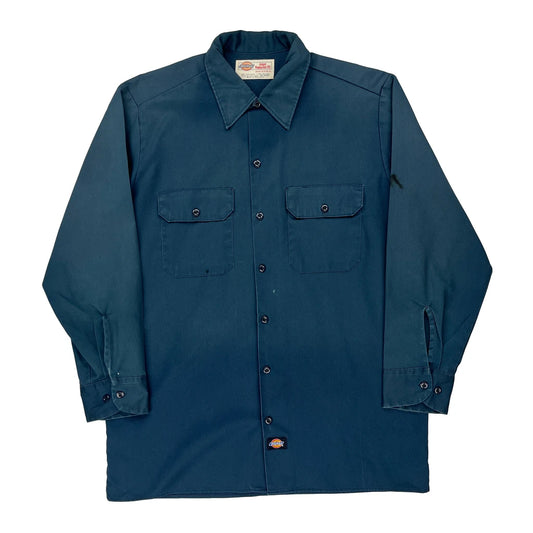 Dickies Shirt - Large Blue Polyester Blend