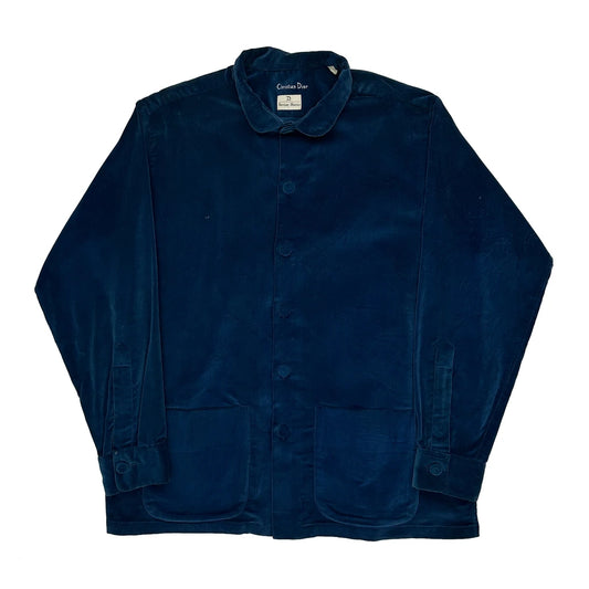 Vintage Christian Dior Velvet Chore Jacket - Large Blue Velvet