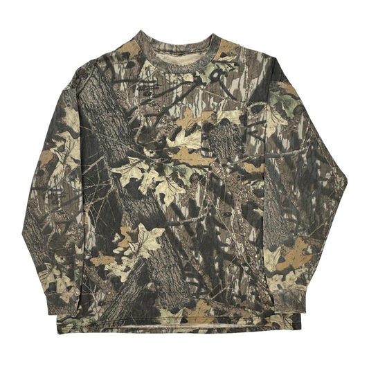 Mossy Oak Camo Long Sleeve T-Shirt - XL Khaki Cotton