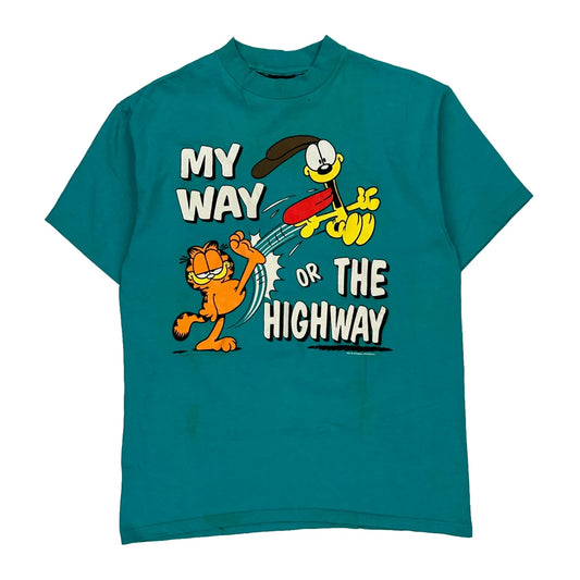 Garfield Garment Graphics Single Stitch T-Shirt - Large Green Cotton