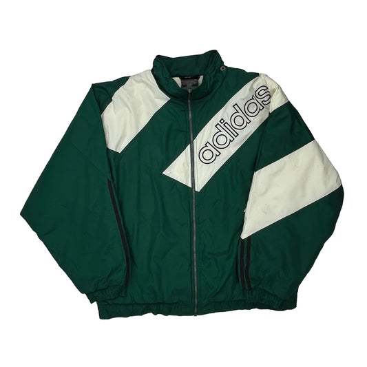 None Adidas Spellout Windbreaker - Large Green Polyester