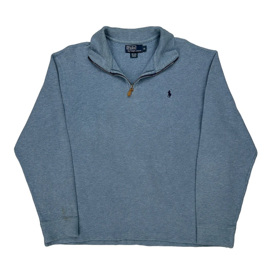 Vintage Polo By Ralph Lauren 1/4 Zip - XL Blue Cotton