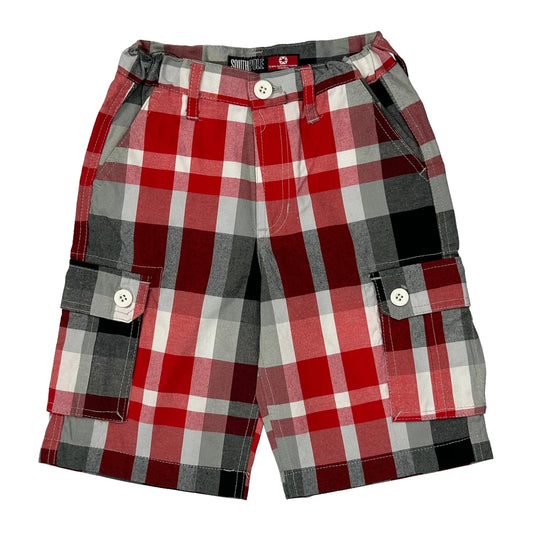 Vintage Age 6 Southpole Checked Cargo Shorts - Small Red Cotton