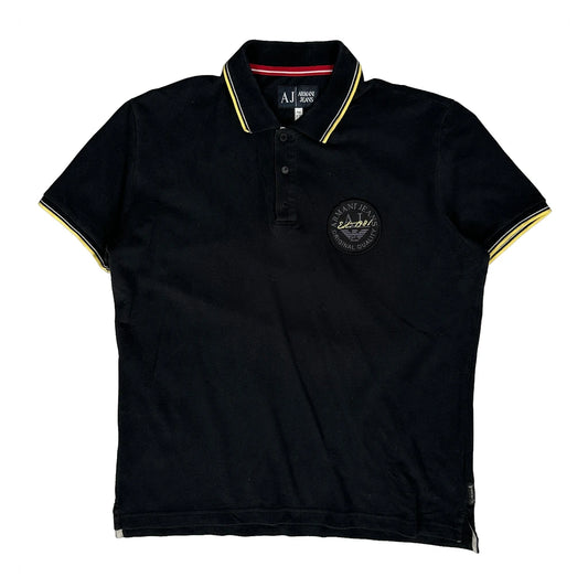 Original Quality Denim Armani Jeans Graphic Polo Shirt - 2XL Black Cotton