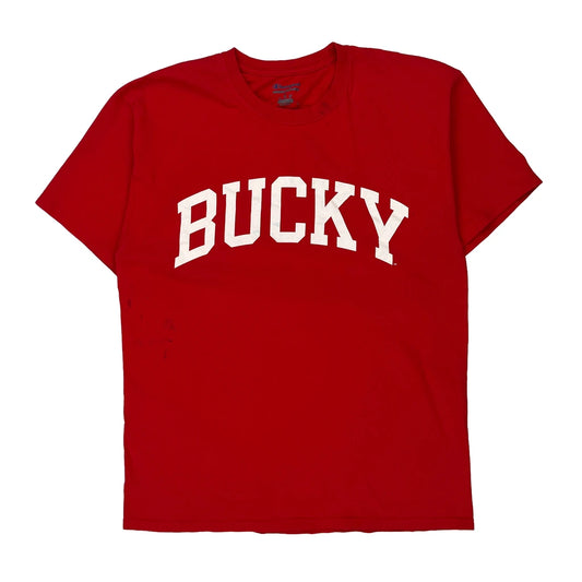 Bucky Champion College T-Shirt - Large Red Cotton