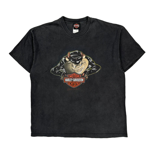 Northwoods Gaylord, Mi Harley Davidson Cartoon T-Shirt - XL Black Cotton