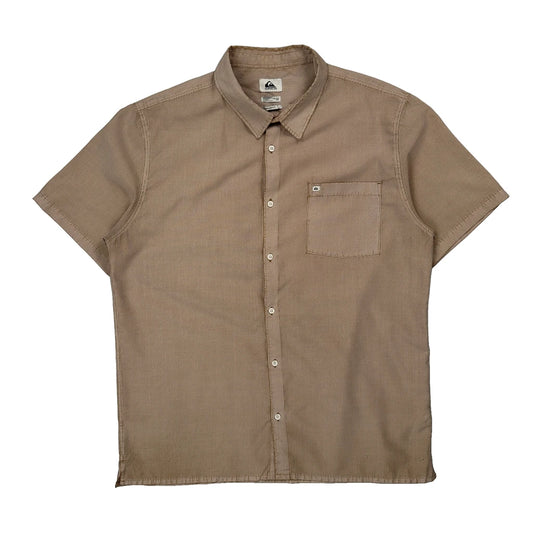Vintage Quiksilver Checked Short Sleeve Shirt - 2XL Beige Cotton
