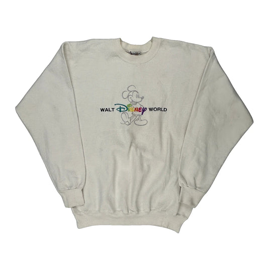 Made In USA Disney Sweatshirt - Large White Cotton Blend