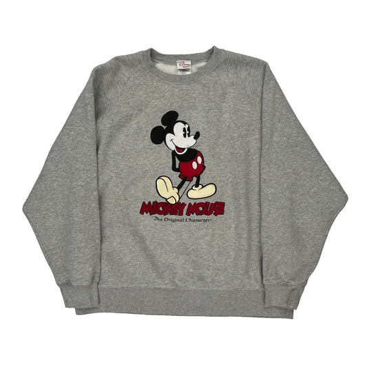 Mickey Mouse Disney Sweatshirt - Large Grey Cotton