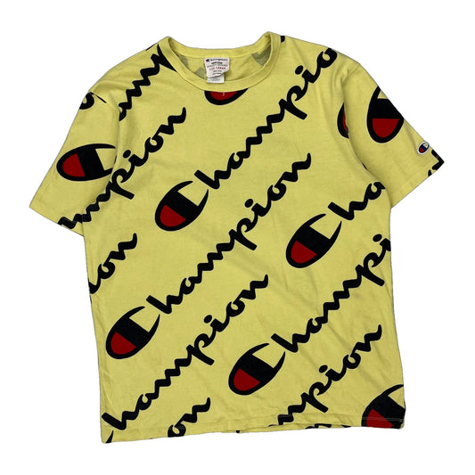 Heritage Athletic Apparel Champion T-Shirt - Large Yellow Cotton