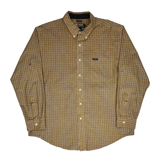 Chaps Ralph Lauren Checked Patterned Shirt - XL Yellow Cotton Blend