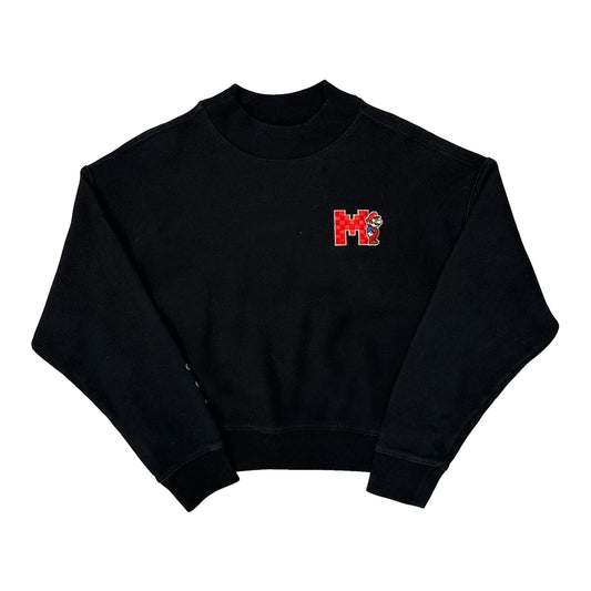 Vintage Super Mario Bros Champion Graphic Sweatshirt - Large Black Cotton Blend