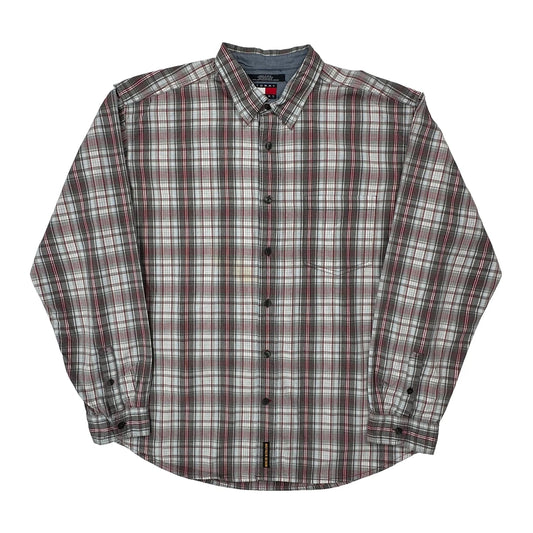 Vintage Tommy Jeans Checked Shirt - XL Grey Cotton