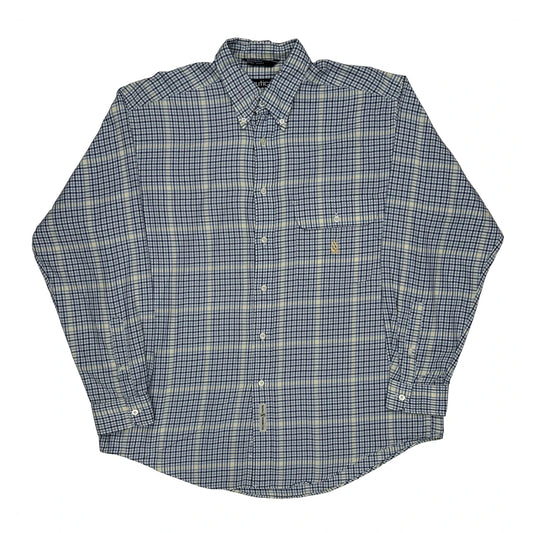 Vintage Nautica Checked Shirt - Large Blue Cotton