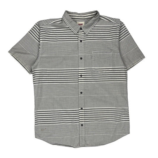 Levis Striped Short Sleeve Shirt - Large White Cotton
