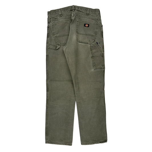 Dickies Carpenter Trousers - 33W 33L Green Cotton
